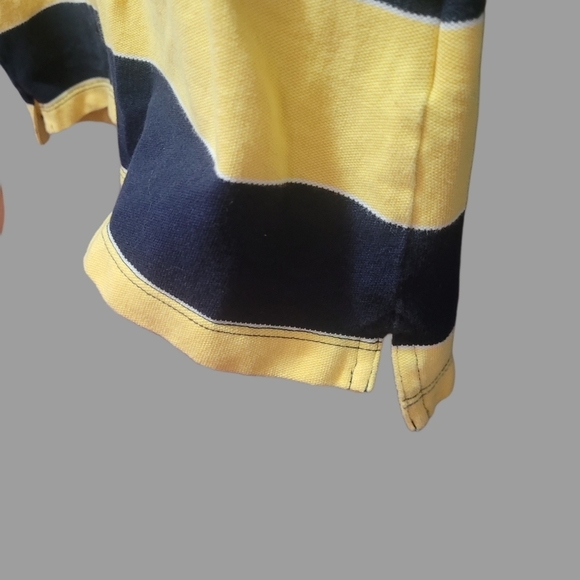 Tommy Hilfiger Yellow and Navy Striped Polo Short Sleeve Top S - Picture 5 of 6
